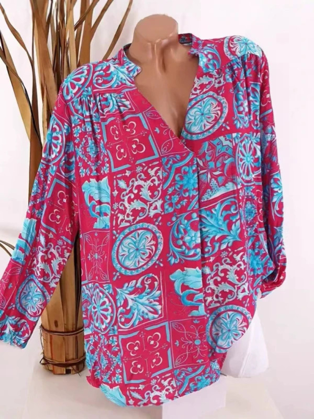 ZARA Summer Casual Printed Collar Long Sleeve Shirt
